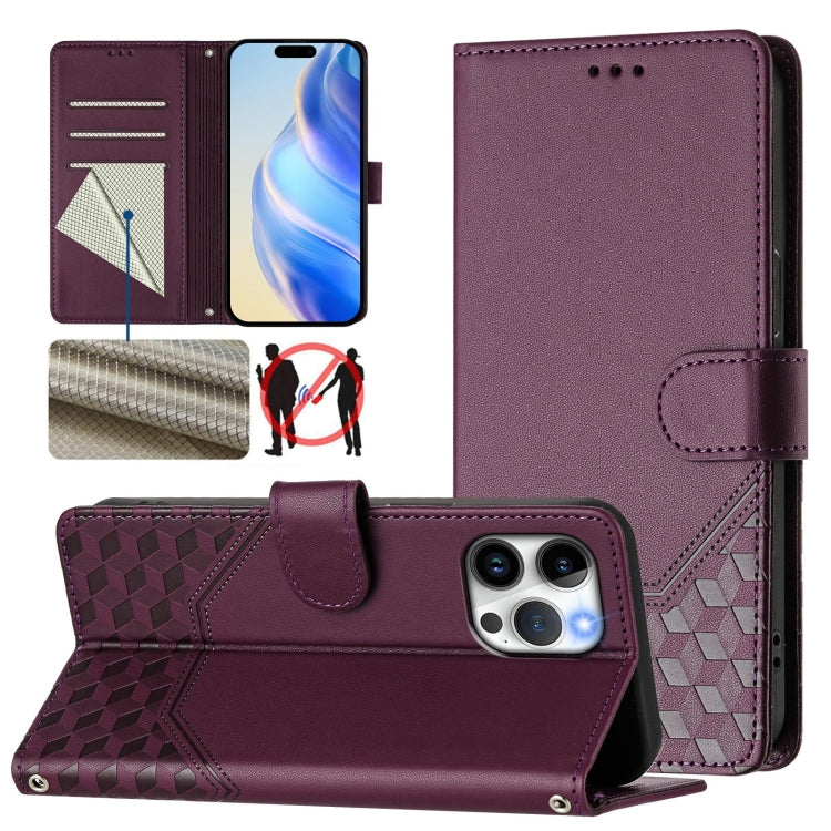 Honeycomb Embossing RFID Leather Phone Case, For iPhone 14 Pro Max, For iPhone SE 2022 / 2020 / 8 / 7, For iPhone 13 Pro Max, For iPhone 13 Pro