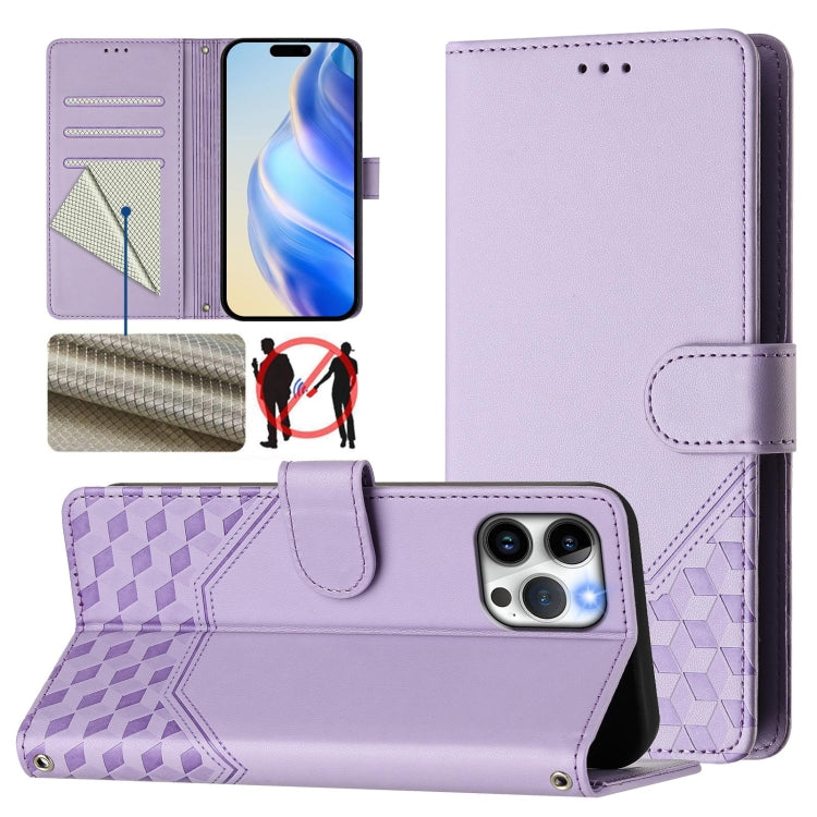 Honeycomb Embossing RFID Leather Phone Case, For iPhone 13 mini, For iPhone 12 / 12 Pro, For iPhone 12 Pro Max, For iPhone 12 mini