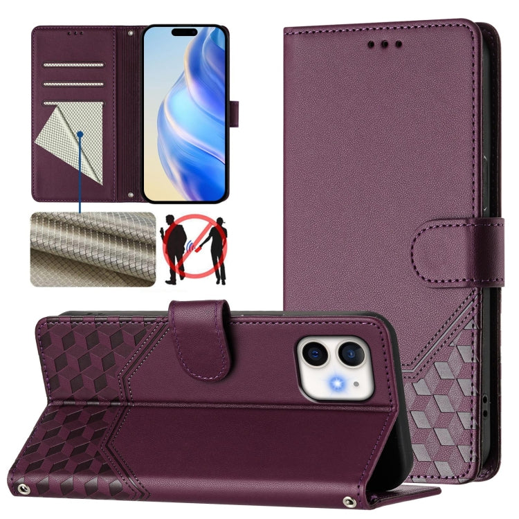 Honeycomb Embossing RFID Leather Phone Case, For iPhone 13 mini, For iPhone 12 / 12 Pro, For iPhone 12 Pro Max, For iPhone 12 mini
