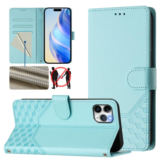 Honeycomb Embossing RFID Leather Phone Case, For iPhone 11 Pro Max, For iPhone 11, For iPhone 11 Pro, For iPhone X / XS