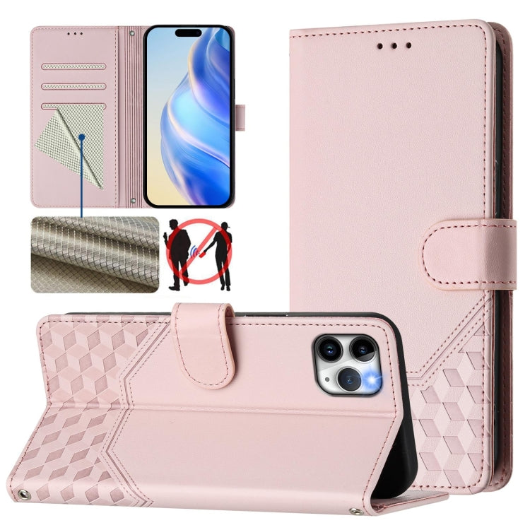 Honeycomb Embossing RFID Leather Phone Case, For iPhone 11 Pro Max, For iPhone 11, For iPhone 11 Pro, For iPhone X / XS