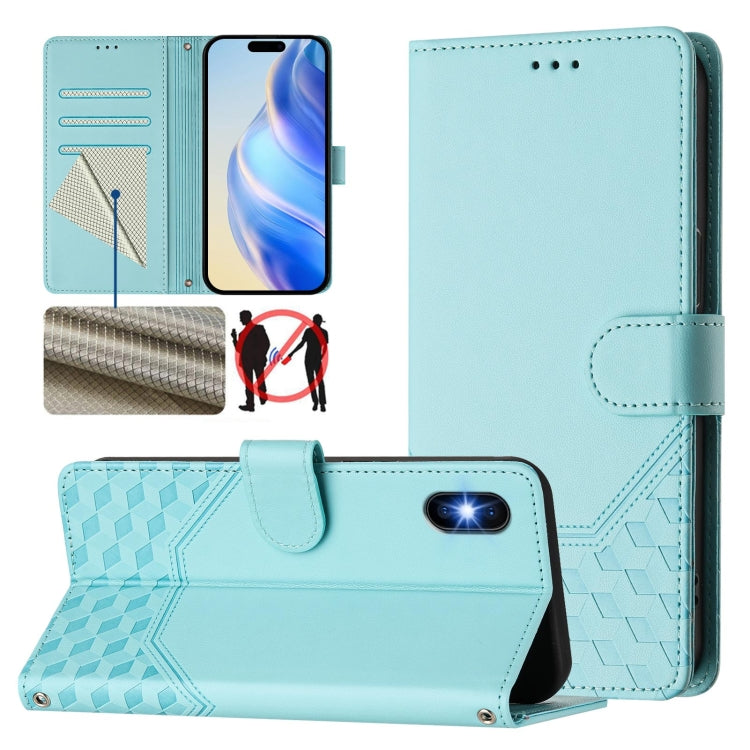 Honeycomb Embossing RFID Leather Phone Case, For iPhone 11 Pro Max, For iPhone 11, For iPhone 11 Pro, For iPhone X / XS
