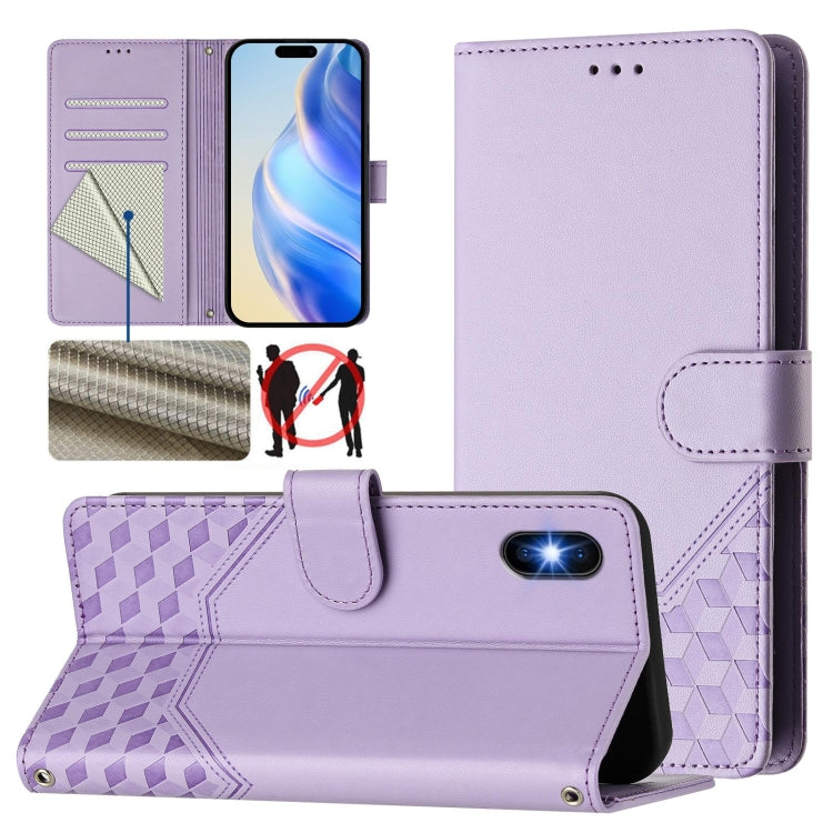 Honeycomb Embossing RFID Leather Phone Case, For iPhone 11 Pro Max, For iPhone 11, For iPhone 11 Pro, For iPhone X / XS