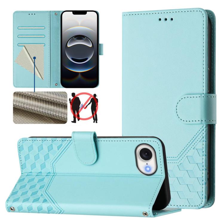 Honeycomb Embossing RFID Leather Phone Case, For iPhone 18 Pro / 17 Pro, For iPhone 18 Pro Max / 17 Pro Max, For iPhone 17e / 16e, For iPhone 17