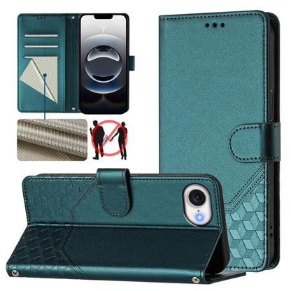 Honeycomb Embossing RFID Leather Phone Case, For iPhone 18 Pro / 17 Pro, For iPhone 18 Pro Max / 17 Pro Max, For iPhone 17e / 16e, For iPhone 17