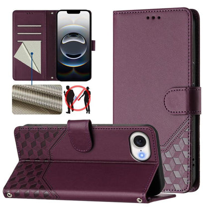 Honeycomb Embossing RFID Leather Phone Case, For iPhone 18 Pro / 17 Pro, For iPhone 18 Pro Max / 17 Pro Max, For iPhone 17e / 16e, For iPhone 17