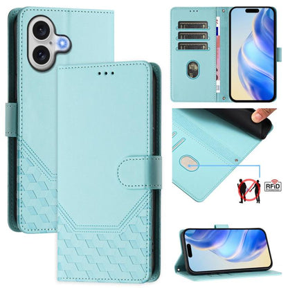 Honeycomb Embossing RFID Leather Phone Case, For iPhone 17e / 16e, For iPhone 17 Pro Max, For iPhone 17 Pro, For iPhone 17