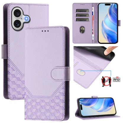 Honeycomb Embossing RFID Leather Phone Case, For iPhone 17e / 16e, For iPhone 17 Pro Max, For iPhone 17 Pro, For iPhone 17