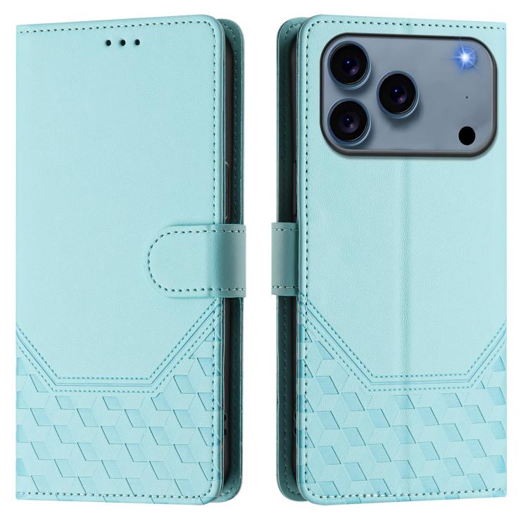 Honeycomb Embossing RFID Leather Phone Case, For iPhone 18 Pro / 17 Pro, For iPhone 18 Pro Max / 17 Pro Max, For iPhone 17e / 16e, For iPhone 17