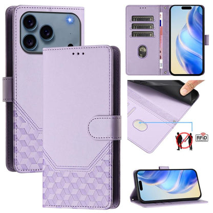 Honeycomb Embossing RFID Leather Phone Case, For iPhone 18 Pro / 17 Pro, For iPhone 18 Pro Max / 17 Pro Max, For iPhone 17e / 16e, For iPhone 17