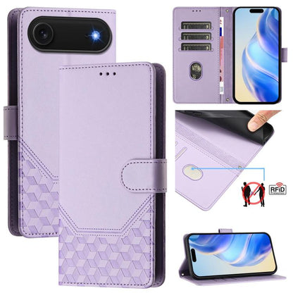 Honeycomb Embossing RFID Leather Phone Case, For iPhone Air, For iPhone 16 Pro Max, For iPhone 16 Pro, For iPhone 16 Plus