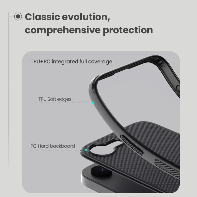 NILLKIN Frosted Shield Pro PC + TPU Phone Case, For iPhone 17e / 16e, For iPhone 17, For iPhone 16