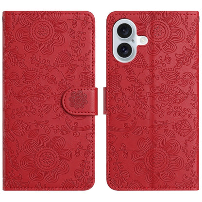 Floral Embossed Pattern Leather Phone Case, For iPhone 16, For iPhone 15 Pro Max, For iPhone 15 Pro, For iPhone 15 Plus
