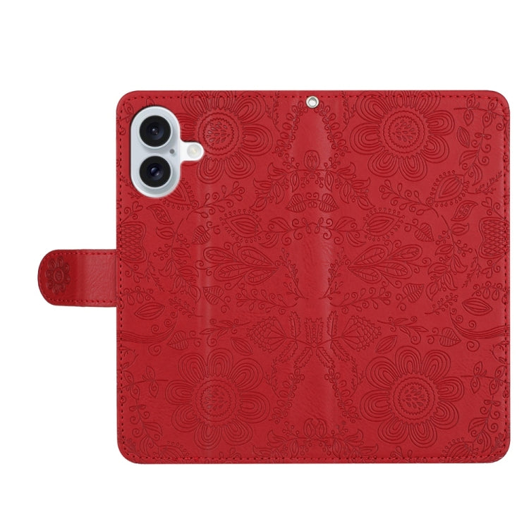 Floral Embossed Pattern Leather Phone Case, For iPhone 16, For iPhone 15 Pro Max, For iPhone 15 Pro, For iPhone 15 Plus