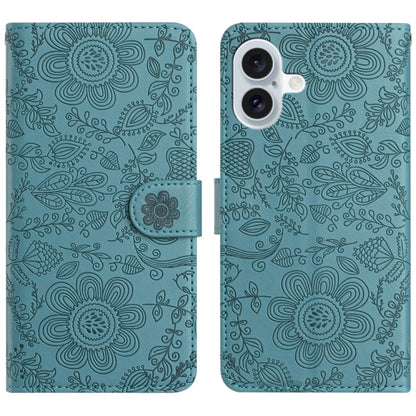 Floral Embossed Pattern Leather Phone Case, For iPhone 16, For iPhone 15 Pro Max, For iPhone 15 Pro, For iPhone 15 Plus