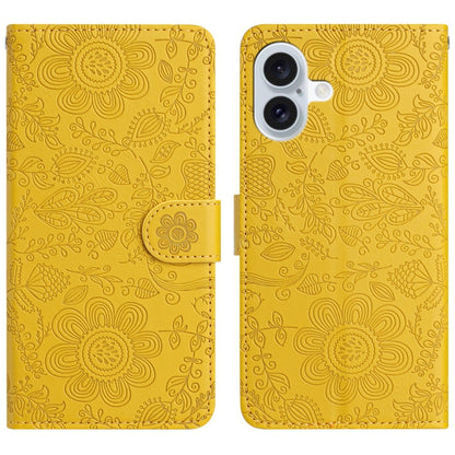 Floral Embossed Pattern Leather Phone Case, For iPhone 16, For iPhone 15 Pro Max, For iPhone 15 Pro, For iPhone 15 Plus