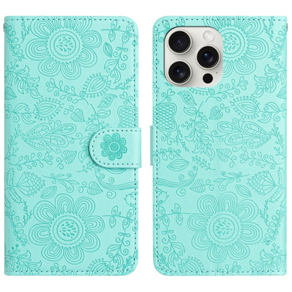 Floral Embossed Pattern Leather Phone Case, For iPhone 16, For iPhone 15 Pro Max, For iPhone 15 Pro, For iPhone 15 Plus