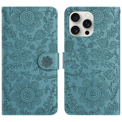 Floral Embossed Pattern Leather Phone Case, For iPhone 16, For iPhone 15 Pro Max, For iPhone 15 Pro, For iPhone 15 Plus