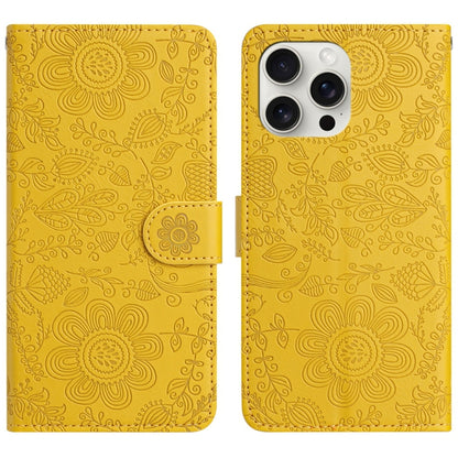 Floral Embossed Pattern Leather Phone Case, For iPhone 16, For iPhone 15 Pro Max, For iPhone 15 Pro, For iPhone 15 Plus