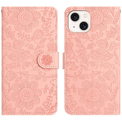 Floral Embossed Pattern Leather Phone Case, For iPhone 16, For iPhone 15 Pro Max, For iPhone 15 Pro, For iPhone 15 Plus