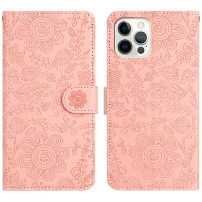 Floral Embossed Pattern Leather Phone Case, For iPhone 13, For iPhone 13 mini, For iPhone 12 / 12 Pro, For iPhone 12 Pro Max