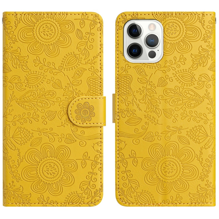 Floral Embossed Pattern Leather Phone Case, For iPhone 13, For iPhone 13 mini, For iPhone 12 / 12 Pro, For iPhone 12 Pro Max