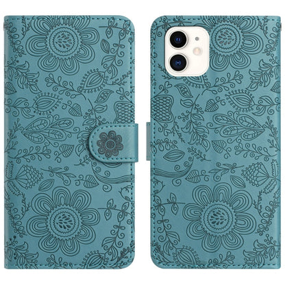 Floral Embossed Pattern Leather Phone Case, For iPhone 12 mini, For iPhone 11 Pro Max, For iPhone 11, For iPhone 11 Pro