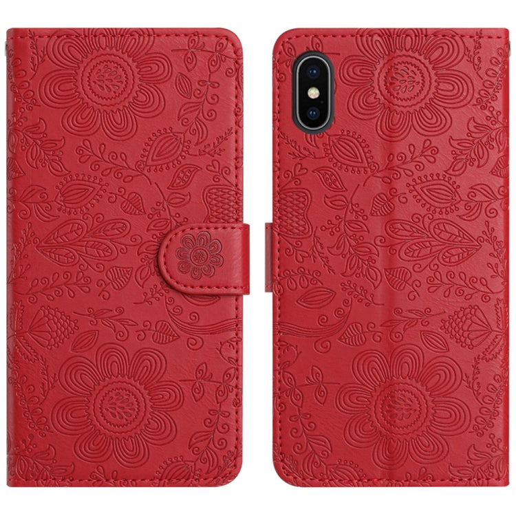 Floral Embossed Pattern Leather Phone Case, For iPhone X / XS, For iPhone XR, For iPhone XS Max, For iPhone 7 Plus / 8 Plus