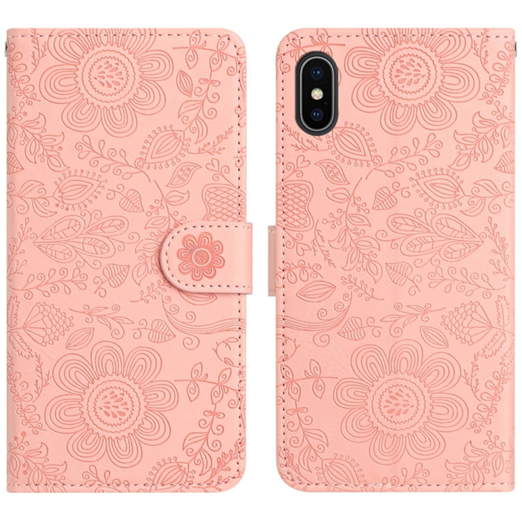 Floral Embossed Pattern Leather Phone Case, For iPhone X / XS, For iPhone XR, For iPhone XS Max, For iPhone 7 Plus / 8 Plus
