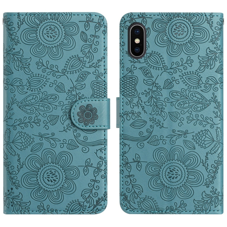 Floral Embossed Pattern Leather Phone Case, For iPhone X / XS, For iPhone XR, For iPhone XS Max, For iPhone 7 Plus / 8 Plus
