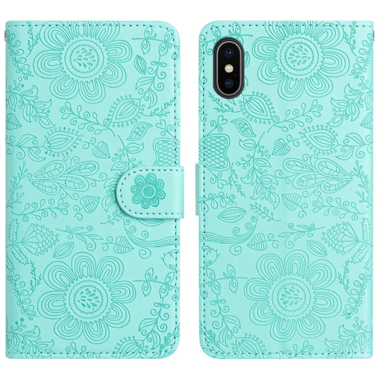 Floral Embossed Pattern Leather Phone Case, For iPhone X / XS, For iPhone XR, For iPhone XS Max, For iPhone 7 Plus / 8 Plus