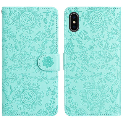 Floral Embossed Pattern Leather Phone Case, For iPhone X / XS, For iPhone XR, For iPhone XS Max, For iPhone 7 Plus / 8 Plus