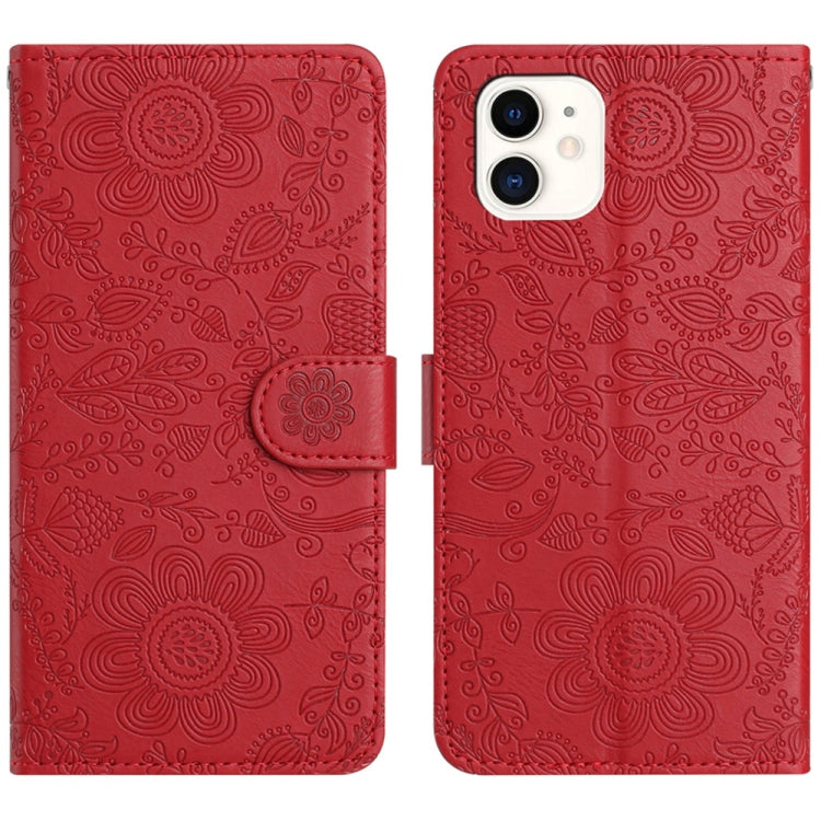 Floral Embossed Pattern Leather Phone Case, For iPhone 12 mini, For iPhone 11 Pro Max, For iPhone 11, For iPhone 11 Pro