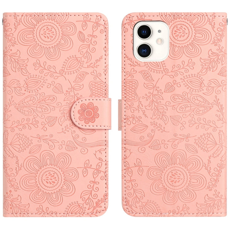 Floral Embossed Pattern Leather Phone Case, For iPhone 12 mini, For iPhone 11 Pro Max, For iPhone 11, For iPhone 11 Pro