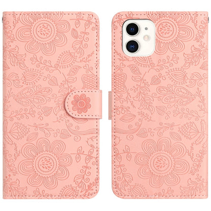 Floral Embossed Pattern Leather Phone Case, For iPhone 12 mini, For iPhone 11 Pro Max, For iPhone 11, For iPhone 11 Pro