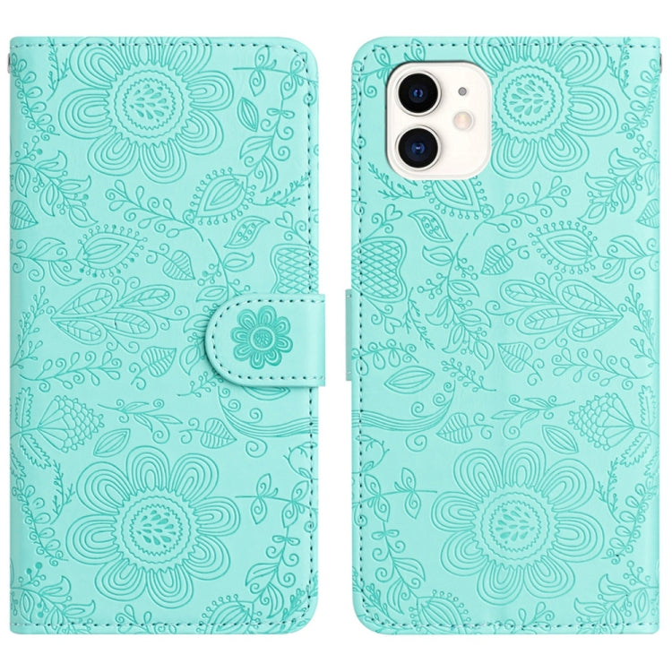 Floral Embossed Pattern Leather Phone Case, For iPhone 12 mini, For iPhone 11 Pro Max, For iPhone 11, For iPhone 11 Pro