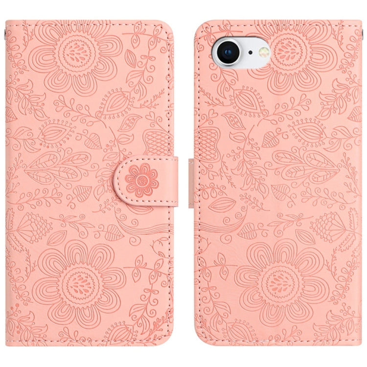 Floral Embossed Pattern Leather Phone Case, For iPhone 18 Pro / 17 Pro, For iPhone 18 Pro Max / 17 Pro Max, For iPhone 17e / 16e, For iPhone 17