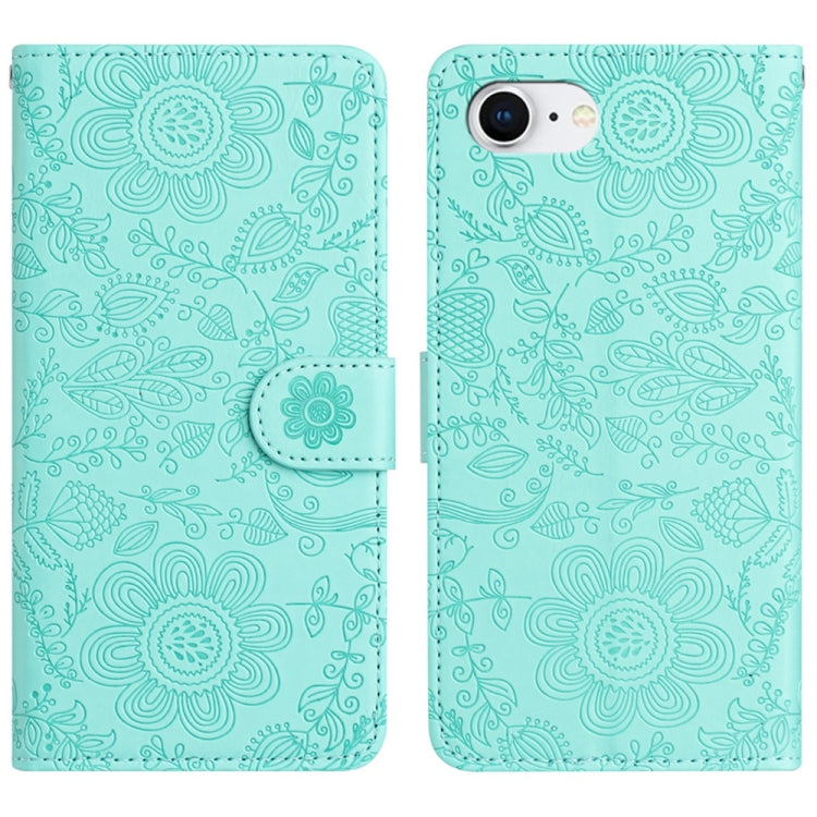 Floral Embossed Pattern Leather Phone Case, For iPhone 18 Pro / 17 Pro, For iPhone 18 Pro Max / 17 Pro Max, For iPhone 17e / 16e, For iPhone 17
