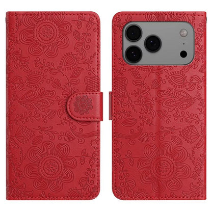 Floral Embossed Pattern Leather Phone Case, For iPhone 18 Pro / 17 Pro, For iPhone 18 Pro Max / 17 Pro Max, For iPhone 17e / 16e, For iPhone 17