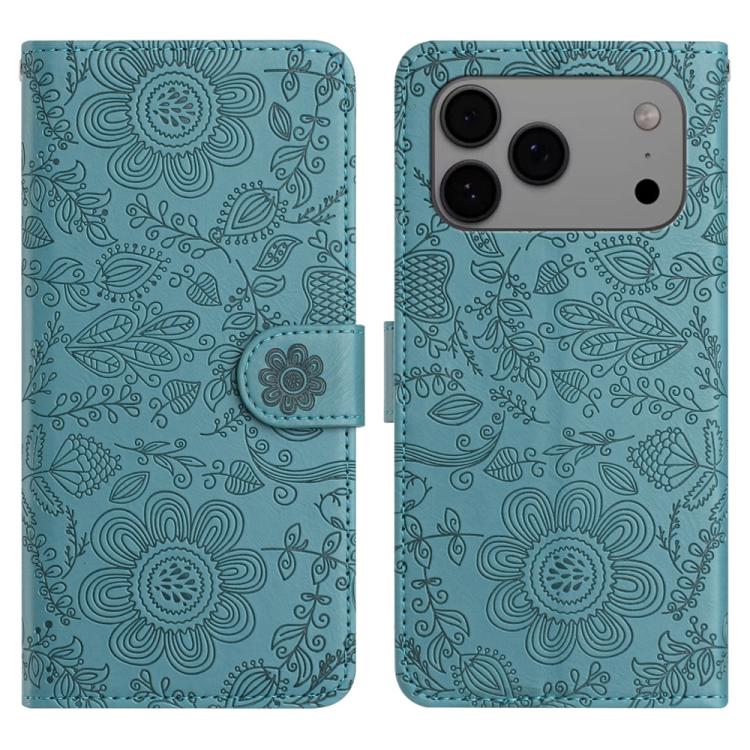 Floral Embossed Pattern Leather Phone Case, For iPhone 18 Pro / 17 Pro, For iPhone 18 Pro Max / 17 Pro Max, For iPhone 17e / 16e, For iPhone 17
