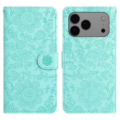 Floral Embossed Pattern Leather Phone Case, For iPhone 18 Pro / 17 Pro, For iPhone 18 Pro Max / 17 Pro Max, For iPhone 17e / 16e, For iPhone 17