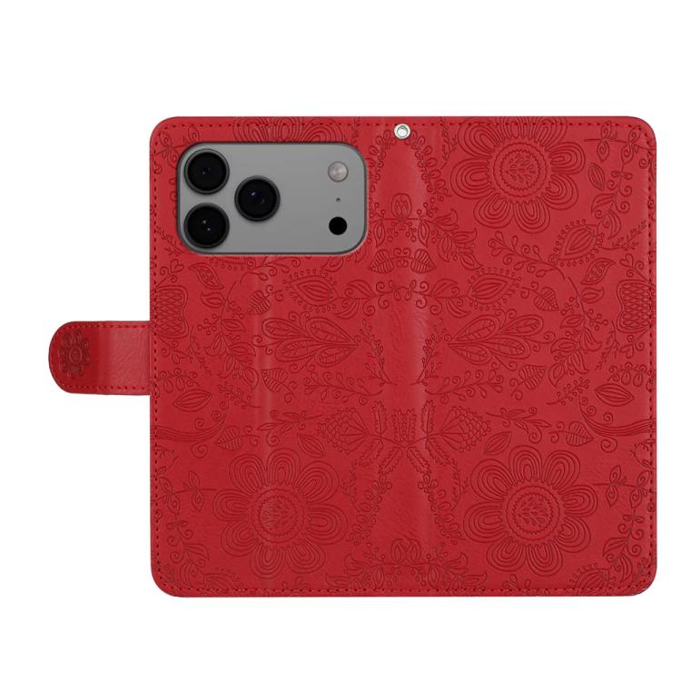 Floral Embossed Pattern Leather Phone Case, For iPhone 18 Pro / 17 Pro, For iPhone 18 Pro Max / 17 Pro Max, For iPhone 17e / 16e, For iPhone 17