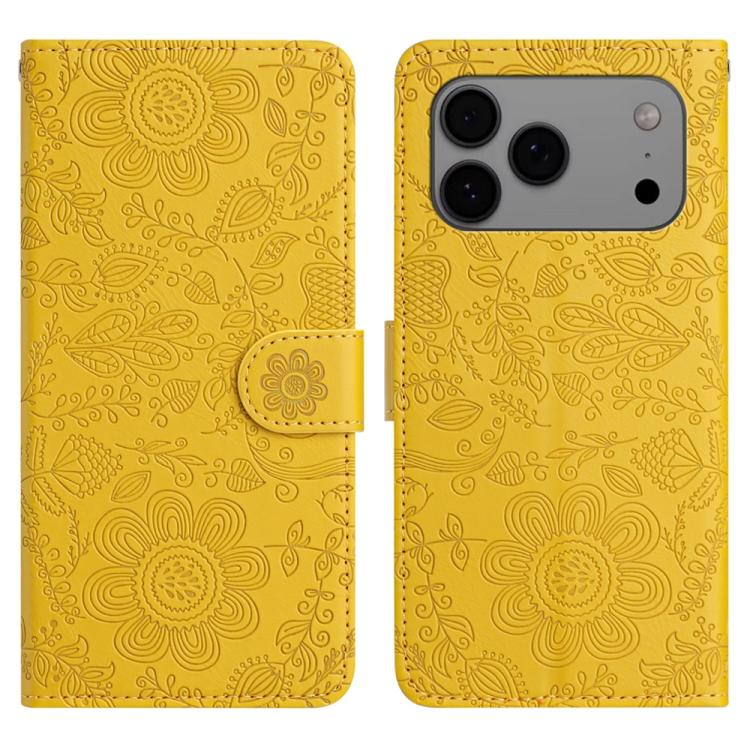 Floral Embossed Pattern Leather Phone Case, For iPhone 18 Pro / 17 Pro, For iPhone 18 Pro Max / 17 Pro Max, For iPhone 17e / 16e, For iPhone 17