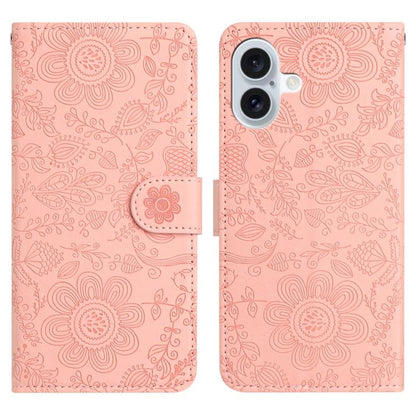 Floral Embossed Pattern Leather Phone Case, For iPhone 18 Pro / 17 Pro, For iPhone 18 Pro Max / 17 Pro Max, For iPhone 17e / 16e, For iPhone 17