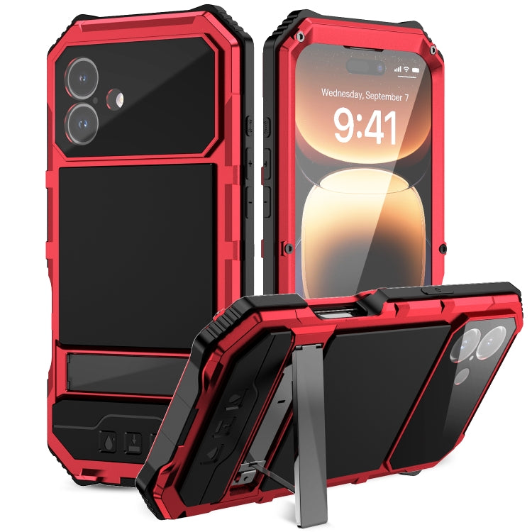 R-JUST Life Waterproof Dustproof Shockproof Holder Phone Case, For iPhone 18 Pro, For iPhone 18 Pro Max, For iPhone 17e / 16e, For iPhone 17 Pro Max, For iPhone 17 Pro, For iPhone 17, For iPhone 16 Pro Max, For iPhone 16 Plus