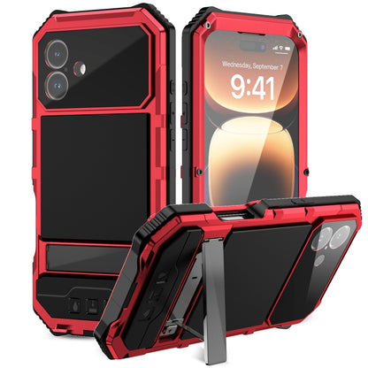 R-JUST Life Waterproof Dustproof Shockproof Holder Phone Case, For iPhone 18 Pro, For iPhone 18 Pro Max, For iPhone 17e / 16e, For iPhone 17 Pro Max, For iPhone 17 Pro, For iPhone 17, For iPhone 16 Pro Max, For iPhone 16 Plus