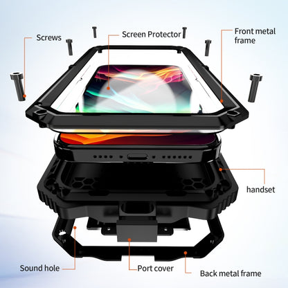 R-JUST Life Waterproof Dustproof Shockproof Holder Phone Case, For iPhone 15 Pro Max, For iPhone 15 Plus