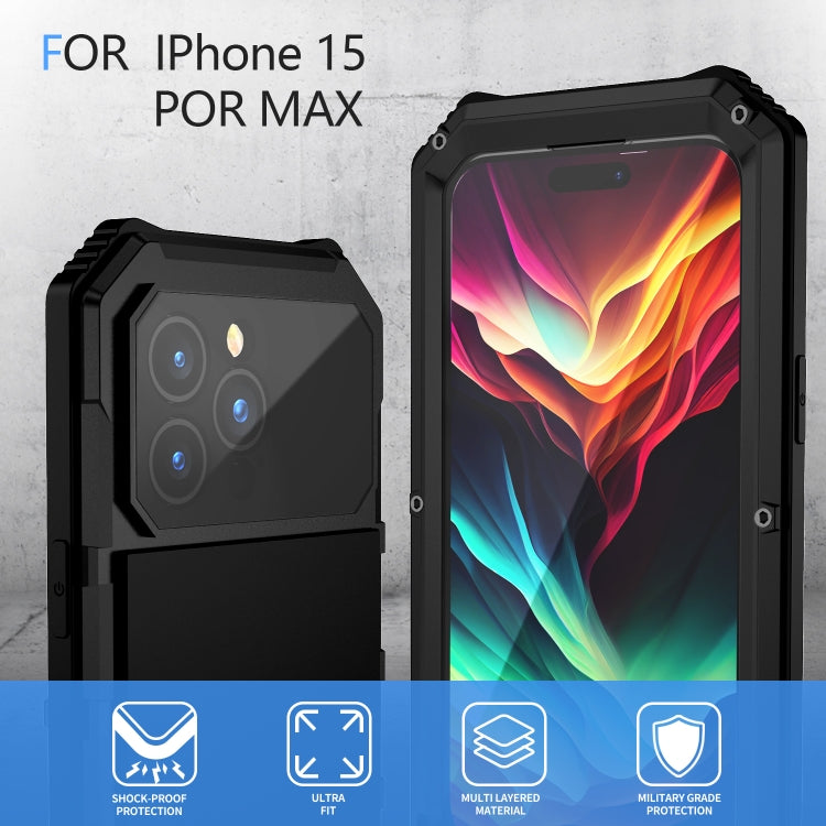 R-JUST Life Waterproof Dustproof Shockproof Holder Phone Case, For iPhone 15 Pro Max, For iPhone 15 Plus