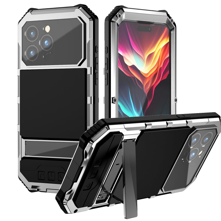 R-JUST Life Waterproof Dustproof Shockproof Holder Phone Case, For iPhone 17e / 16e, For iPhone 17 Pro Max, For iPhone 17 Pro, For iPhone 17, For iPhone 16 Pro Max, For iPhone 16 Plus, For iPhone 15 Pro Max, For iPhone 15 Plus