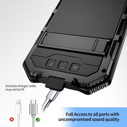 R-JUST Life Waterproof Dustproof Shockproof Holder Phone Case, For iPhone 17e / 16e, For iPhone 17 Pro Max, For iPhone 17 Pro, For iPhone 17, For iPhone 16 Pro Max, For iPhone 16 Plus, For iPhone 15 Pro Max, For iPhone 15 Plus